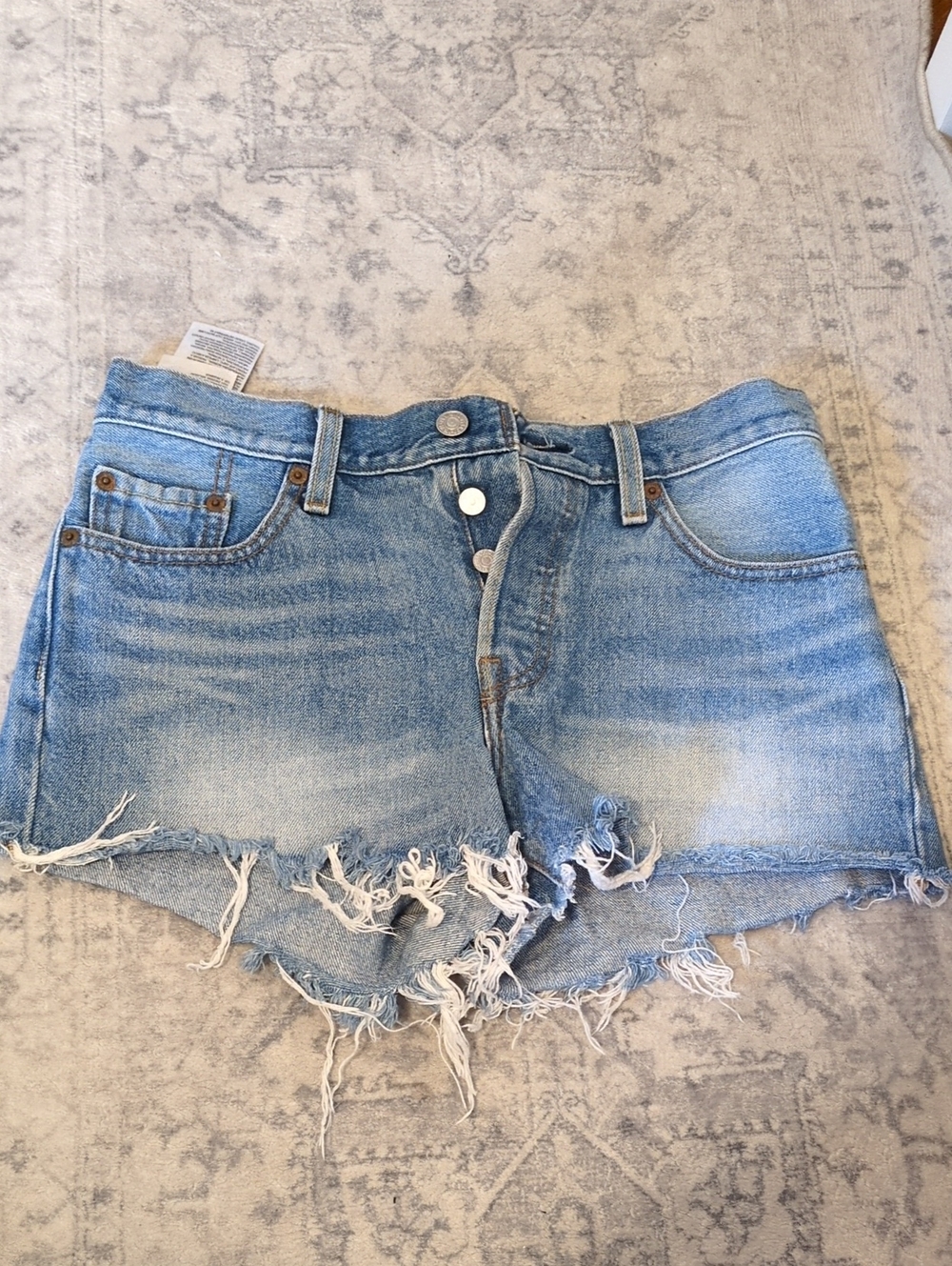 Levi's Light Blue Distressed Denim Jean Shorts